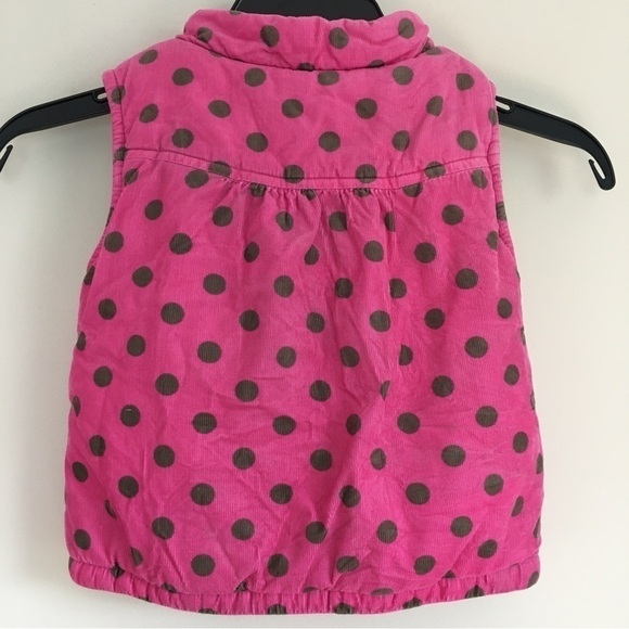 Carter's Toddler Girls Pink Polka Dot Cotton Corduroy Thick Winter Puffer Vest - Picture 3 of 13